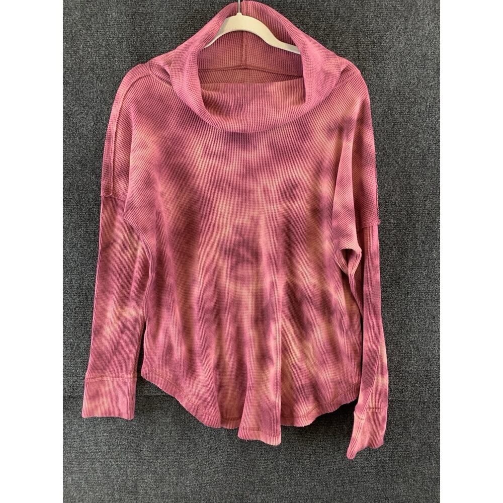 Anthropologie Maeve Women’s Top Berry Ainsley Thermal Tie Dye Cowl Neck Size L